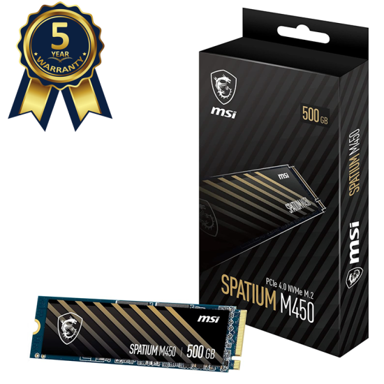 MSI SPATIUM M450 500GB PCIe 4 0 NVMe M 2 Internal Gaming SSD